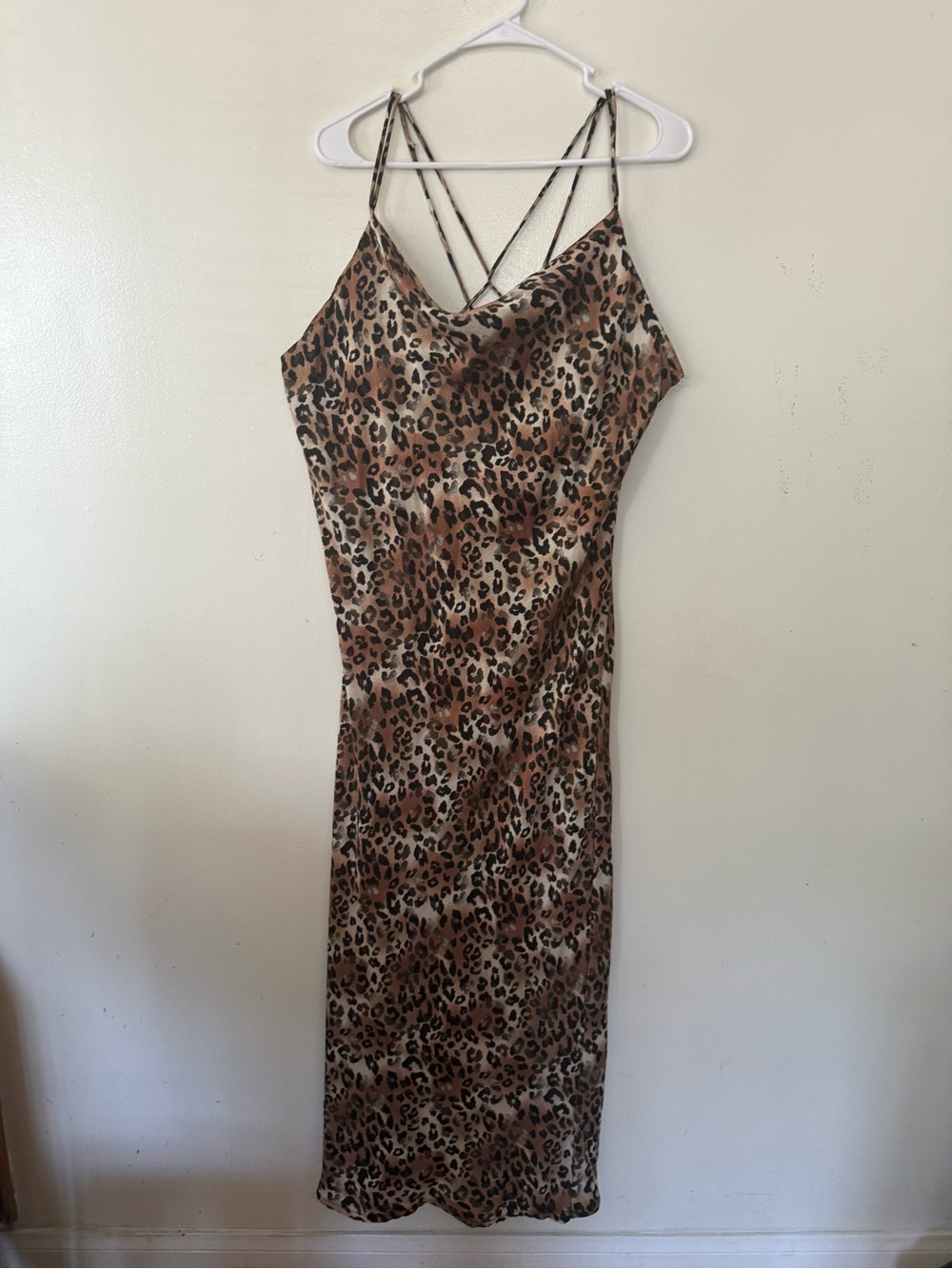 Leopard Print Slip Dress with Strappy Back